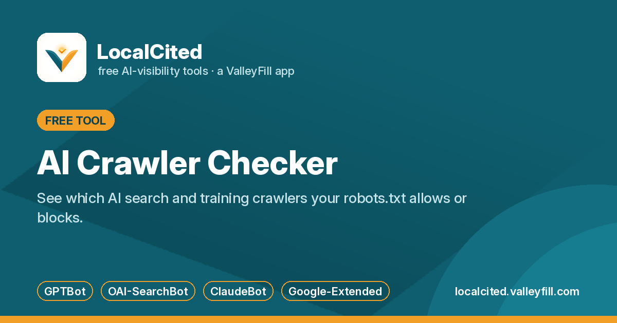 LocalCited AI Crawler Checker: see which AI crawlers your robots.txt allows or blocks