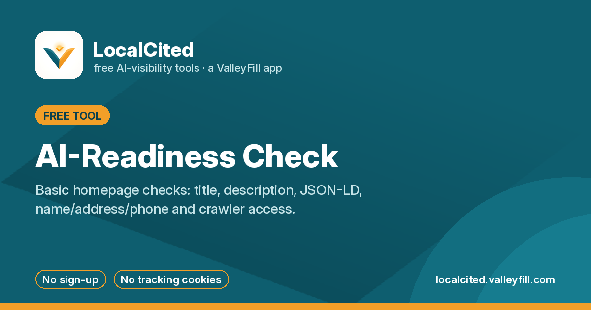 LocalCited AI-Readiness Check: basic homepage checks for AI and search